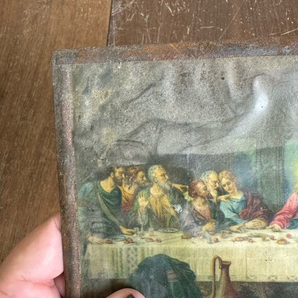 Brunozetti Last Supper Framed Print 1940s Extremely Worn distressed - Picture 2 of 9